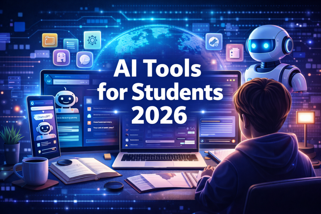 AI tools for students study dashboard with smart learning apps