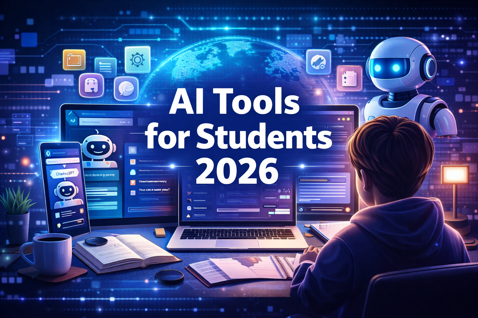 AI tools for students study dashboard with smart learning apps