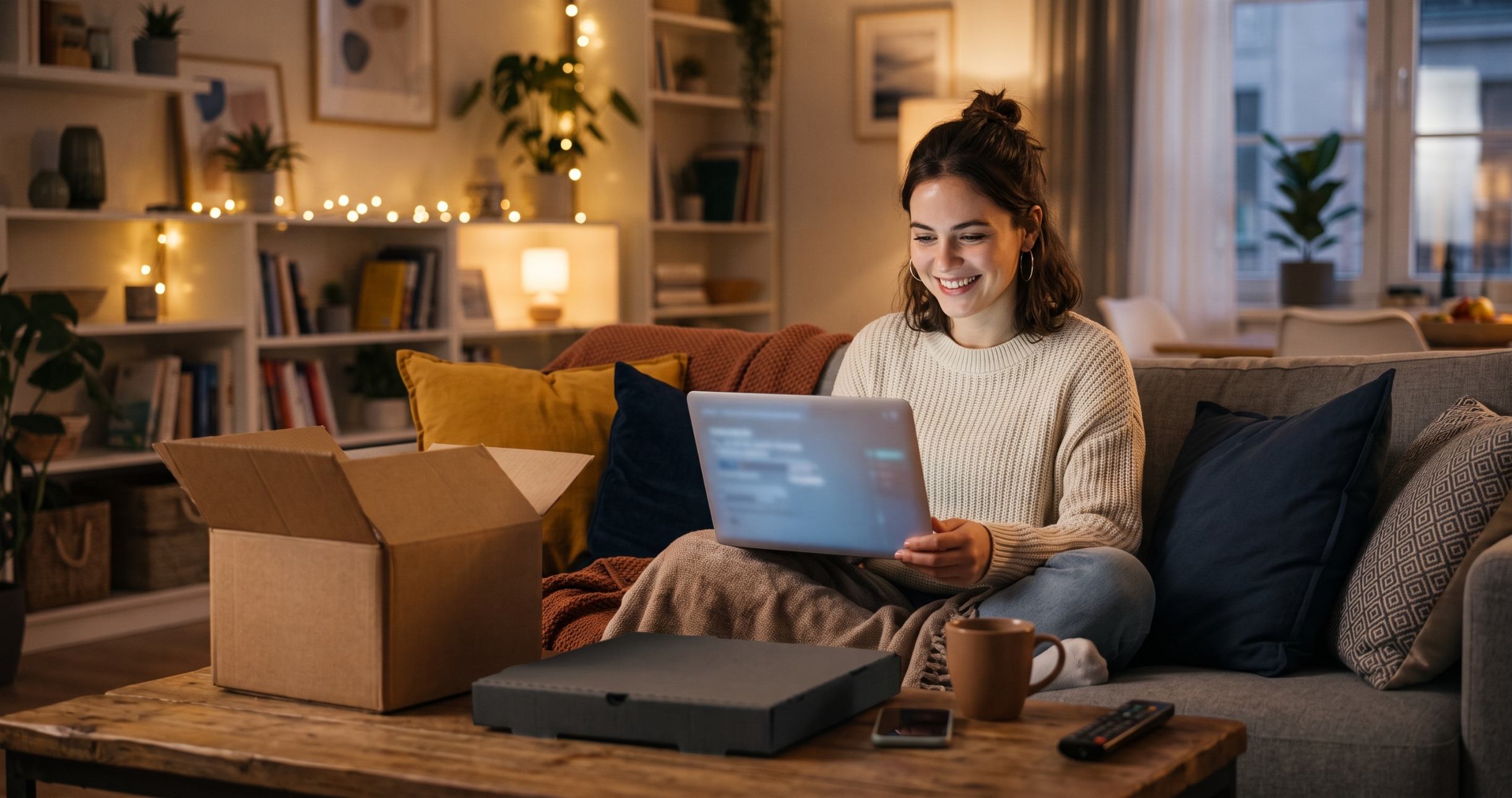 Student Enjoying Amazon Prime Benefits at Home